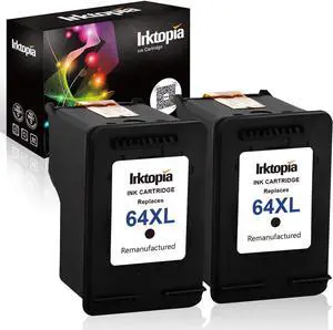 Inktopia Remanufactured Ink Cartridge Replacement  64XL 64 XL  Envy Photo 7858 7855 7155 6255 6220 7120 6232 6255 7158 7164 Envy 5542 Tango X Terra Printer (2 Black)