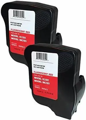 Discount Supply Company 2-Pack Neopost Compatible ISINK2~90 Day Warranty~ Fluorescent Red Ink Cartridge for Neopost IS280 and Hasler IM280 Postage Meters