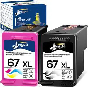 InkSpirit Remanufactured 67 Ink Cartridge Black Color Combo Pack, Replacement  67XL for DeskJet 2700 2725 2752 2755 2732 Plus 4100 4152 4155 4140 Envy 6000 6055 6052 Pro 6400 Printer, 2 Pack