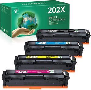 GREENSKY Compatible Toner Cartridges Replacement for HP 202X 202A CF500X CF500A for HP Color Pro MFP M281fdw M281cdw M254dw M254dn M254nw M280nw (4 Packs)