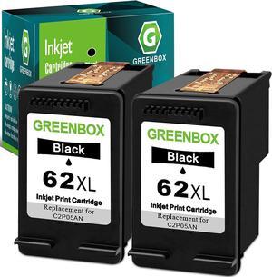 GREENBOX Remanufactured Ink Cartridge 62 Replacement  62XL 62 XL  Envy 7640 5660 5540 5640 5642 7645 5549 Officejet 5740 5741 8040 OfficeJet 200 250 Mobile Printer (2 Black)