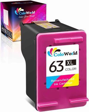 ColoWorld Remanufactured Ink Cartridge Replacement  63XL 63 XL Work with Envy 4520 3634 OfficeJet 3830 3831 5252 4650 5258 5255 DeskJet 3636 3630 1112 1110 3637 3639 Printer (1 Color)