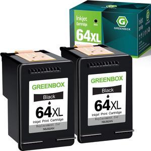 GREENBOX Remanufactured Ink Cartridge Replacement  64 XL 64XL  Envy Photo 7855 7155 6255 6230 6252 6258 7120 6220 7130 7132 7158 7164 7820 7830 7858 7864 7800 Printer (2 Black)