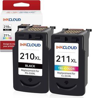 INKCLOUD 210XL 211XL Remanufactured Ink Cartridge Compatible with Canon PG-210XL CL-211XL for PIXMA IP2702 MP230 MP240 MP250 MP280 MP480 MP490 MP495 MX320 MX330 MX340 Printer (1 Black, 1 tri-Color)