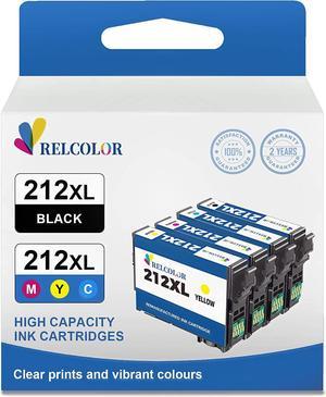 Relcolor Remanufactured Ink Cartridge Replacement for Epson 212XL T212XL 212 XL T212 for Expression Home XP4100 XP4105 Workforce WF2830 WF2850 Printer 1 Black 1 Cyan 1 Magenta 1 Yellow 4 Pack