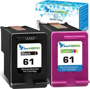 InkWorld Remanufactured Ink Cartridge Replacement for 61 (1 Black & 1 Color)  DeskJet 2512 1512 2541 2540 2544 3000 3052a 1056 1055 3051a 2548 Envy 4500 4502 4504 5530 OfficeJet 4630 Printer