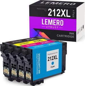 LEMERO UTRUST 212 212XL Remanufactured Ink Cartridge Replacement for Epson 212XL 212 XL T212XL use with Epson Expression Home XP4100 XP4105 Workforce WF2850 WF2830 Black Cyan Magenta Yellow