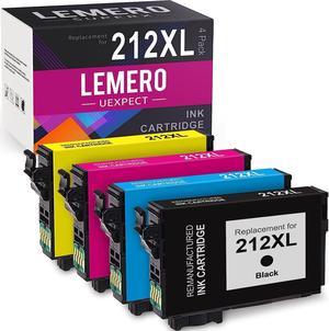 LEMERO UEXPECT 212XL Remanufactured Ink Cartridge Replacement for Epson 212XL 212 XL Ink Cartridge T212XL for Expression XP4105 XP4100 Workforce WF2850 WF2830 Printer Black Cyan Magenta Yellow 4P