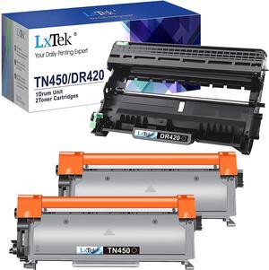 LxTek Compatible Toner Cartridge & Drum Unit Replacements for Brother TN450 TN-450 DR420 DR-420 to use with FAX-2940 FAX-2840 MFC-7240 HL-2270DW Printer (2 Toner Cartridges, 1 Drum Unit, 3 Pack)