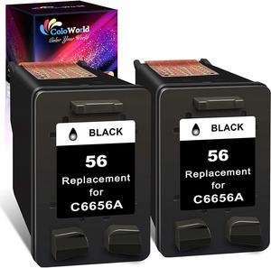 ColoWorld Remanufactured 56 Ink Cartridges Replacement  56 XL 56XL Black Fit  OfficeJet 5610 6110 5510 4215 PhotoSmart 7660 7760 7960 DeskJet 5550 5650 450 PSC 1315 2210 Printer (2 Pack)