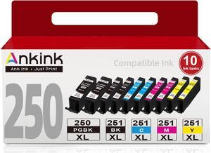 Ankink High Capacity Compatible Canon PGI-250XL CLI-251XL Ink Cartridge Fit PIXMA MX922 MX920 MG5520 MG5420 MG7520 IX6820 Series Printer 250 XL PGBK 251 XL (Black Cyan Magenta Yellow) 10 Pack Combo