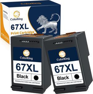 ColorKing Remanufactured Ink Cartridge Replacement  67XL 67 XL  Envy 6055 6055e 6075 Deskjet 2755 2755e 2752 Deskjet Plus 4155 4155e 4158 Envy Pro 6455 6455e 6452 6458 Printer (2 Black)