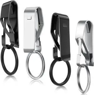 Moxweyeni 4 Pieces Belt Key Clip Key Holder, Black, Silver | Metal Clip Keychain Security Hook, Quick Access Rings for Work Office, Stainless Steel Build, Hands-free Carrying Moxweyeni 4 Pieces Belt Key Clip Key Holder, Black, Silver | Metal Clip Keychain Security Hook, Quick Access Rings for Work Office, Stainless Steel Build, Hands-free Carrying