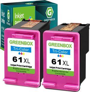 GREENBOX Remanufactured Ink Cartridge Replacement  61XL 61 XL  Envy 4500 5530 5534 5535, Deskjet 2540 1000 1010 1512 1510 3050, Officejet 4630 2620 4635 Printer (2 Tri-Color)