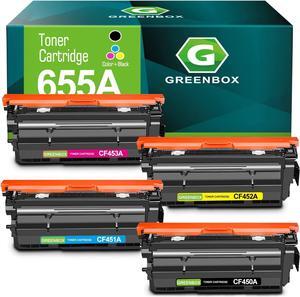 GREENBOX Compatible 655A Toner Cartridge Replacement for 655A CF450A CF451A CF452A CF453A  Enterprise M652n M653dn M653x M653 MFP M681dh M682z Printer (12,500 Pages High Yield, KCMY, 4-Pack)