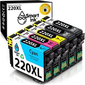 Smart Ink Remanufactured Ink Cartridge Replacement for Epson T220 220XL 220 XL (2 Black, C/M/Y 5 Combo Pack) to use with Workforce WF-2630 WF-2650 WF-2750 WF-2760 Expression Home XP-320 XP-420 XP-424