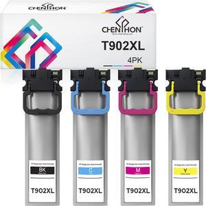 CHENPHON Remanufactured Ink Cartridge Replacement for Epson 902XL 902 T902XL T902 High Yield use for Workforce WF-C5210 WF-C5290 WF-C5710 WF-C5790 (4 Pack) (Multicolor)