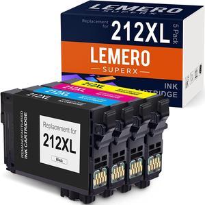 LemeroSuperx Remanufactured Ink Cartridges Replacement for Epson 212XL 212 XL T212 Combo Pack for Expression Home XP4100 XP4105 Workforce WF2830 WF2850 4Pack