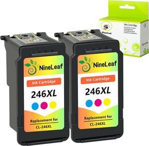 NineLeaf Remanufactured Ink Cartridges High Yield Compatible for Canon CL246XL CL-246XL 246 XL PIXMA MX492 MG2920 MG2520 IP2820 MG2420 MG2922 MG2924 Show Accurate Ink Level (Tri-Color, 2 Pack)