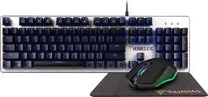 ZEUS GAMDIAS Mem-chanical Gaming Keyboard and Mouse Combo, Wired RGB LED Backlit & 3200 DPI Ergonomic Mouse for Windows PC Desktop Gamers & Mouse Mat