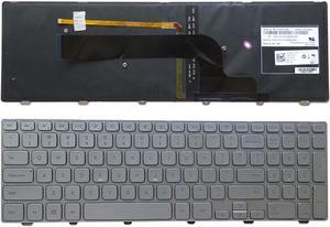 Laptop Replacement US Layout Backlit Keyboard for Dell Inspiron 15 7537 7000 P36F Silver 15-7000 Series