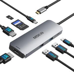 MOKiN USB C Docking Station Dual Monitor, USB C to Dual HDMI Adapter, 8 in 1 Laptop Docking Station with 2 HDMI(4K @60Hz), PD Charging, USB A&C 3.0 Ports, SD/TF for /HP/Lenovo/Surface/Yoga etc