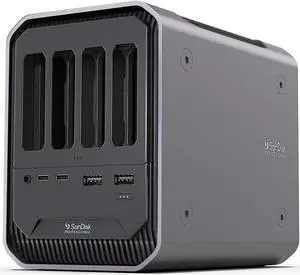 SanDisk Professional - PRO-Dock 4; 4-Bay Reader Docking Station - (1x) USB-C (USB 3.2 Gen 1) Port - SDPD14F-0000-NBAAD, Gray
