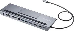 Sanwa Supply USB-C VDK8 Docking Station/Hub USB Type-C Connection (HDMI/VGA Output Compatible), Type-C Female x 1 (PD 3.0, Charging Only), USB A Connector x 3, Female x 3, 3.5mm Stereo Mini Jack x Sanwa Supply USB-C VDK8 Docking Station/Hub USB Type-C Connection (HDMI/VGA Output Compatible), Type-C Female x 1 (PD 3.0, Charging Only), USB A Connector x 3, Female x 3, 3.5mm Stereo Mini Jack x