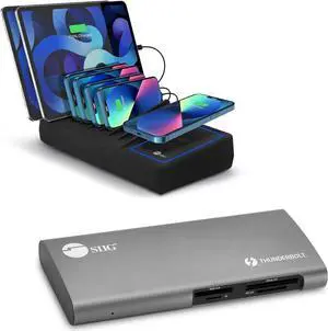 SIIG 10 Ports 150W Charging Station and Thunderbolt 3 Dual 4K Docking Station