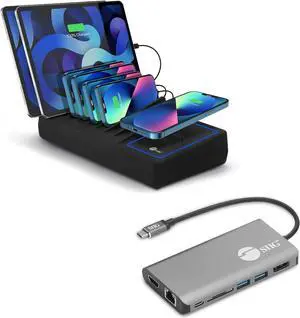 SIIG 10 Ports 150W Charging Station and USB-C Video LAN Docking Station PD 100W