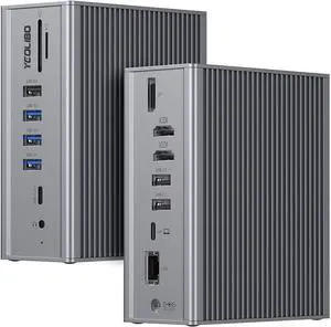 16 in 1 and 16 in 1 Docking Station, Triple Display with 4K@60Hz DP, HDMI, LAN, 3.5mm Audio&Mic, SD&TF Card Reader, 60W PD