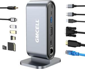 Docking Station USB C Hub: Dual Monitor 4K HDMI VGA 12-Port Universal Thunderbolt Dock Tower - for MacBook Thinkpad Surface Laptops