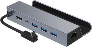 Docking Station for Steam Deck, HBAVLINK 6-in-1 Steam Deck Dock with HDMI 2.0 4K 60Hz, 3X USB 3.0, Gigabit Ethernet