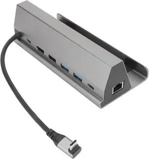 Docking Station, 4K 30Hz 7 in 1 Type C to PD HD Multimedia Interface 2USB3.0 USB2.0 USB C Gigabit RJ45 Switch Dock Compatible for OS X for Windows for Android(Gray)