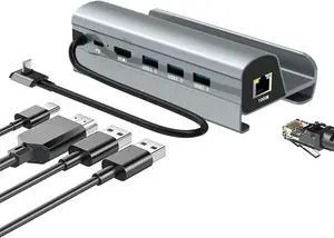 USB C Docking Station for Steam Deck, YMY 6 in 1 Steam Deck Dock with HDMI 2.0 4K@60Hz, Gigabit Ethernet, 3 USB-A 3.0 and USB-C PD Charging Steam Deck Hub, Aluminum Alloy