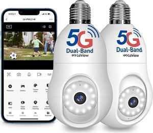 LaView 4MP Bulb Security Camera 5G& 2.4GHz, 360°2K Security Cameras Wireless Outdoor Indoor Full Color Day and Night, Motion Detection, Audible Alarm, Easy Installation, Compatible with Alexa (2 Pack)