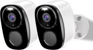 Rraycom 2Pack Security Cameras Outdoor Wireless,2K 5G/2.4GHz Battery Powered Camera for Home Security, Cloud/SD, No Monthly Fee, AI Motion Detection, Color Night Vision,2-Way Audio, Works w/Alexa