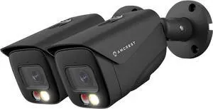 Amcrest 2-Pack UltraHD 4K IP PoE AI Camera, FOV 129°, 49ft Color Nightvision, Security Outdoor Bullet Camera, Human & Vehicle Detection, Active Deterrent, 4K @15fps, 2PACK-IP8M-2796EB-AI (Black)