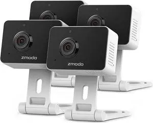 Zmodo Mini Pro, 1080P Plug-in WiFi Security Camera, Indoor Smart Camera with AI Motion Detection, Pet Nanny Cam, Night Vision, 2-Way Audio, Phone App, Works with Alexa & Google Assistant. 4 Pack