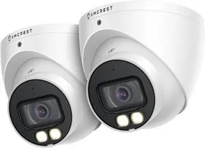 Amcrest 2-Pack Night Color Turret Analog Camera w/ 131ft Full Color Nightvision, Security Camera Outdoor for CCTV DVR, Built-in Microphone, 112° FOV, 5MP@25fps AT5N28-W