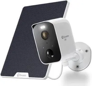 Swann CoreCam Pro Camera System, 2K Wireless Spotlight Security Camera with Solar Charging Panel & Outdoor Stand