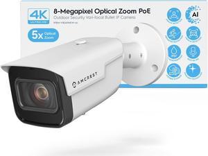 Amcrest 4K Optical Zoom AI IP PoE Camera, Varifocal Outdoor IP POE Camera Bullet, Human & Vehicle Detection, F1.5, 2.7mm~13.5mm Lens, IP67, 5X Optical Zoom, (IP8M-VB2696EW-AI)
