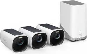 eufy Security eufyCam S330(eufyCam 3) 3-Cam Kit, Security Camera Outdoor Wireless, 4K Camera with Integrated Solar Panel, Face Recognition AI, Expandable Local Storage, 2.4 GHz Wi-Fi, No Monthly Fee