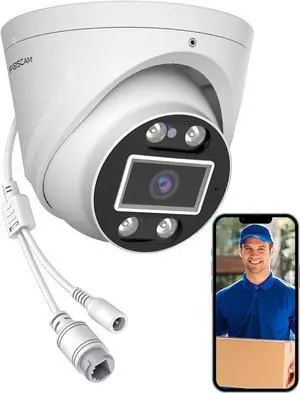 FOSCAM 4K 8MP Security IP POE Cameras, T8EP UltraHD Home Surveillance Security Camera Outdoor with Two-Way Audio, 66ft Color Night Vision, Human/Vehicle Detection, IP66 Waterproof