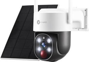 XMARTO 4MP QHD Solar-Powered Wire-Free Home Security Camera PTZ Wireless Outdoor (Eternal Solar Power, AI Motion Detection,Spot Lights and Siren,SD & Cloud Storage, Pan Tilt Zoom)