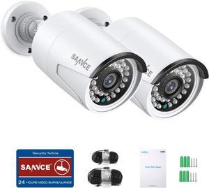 SANNCE 5MP PoE IP Security Camera for PoE NVR, 2Pcs Outdoor Weatherproof Cameras with Smart IR LEDs, Night Vision, Motion Detection, One-Way Audio, Compatible with Alexa