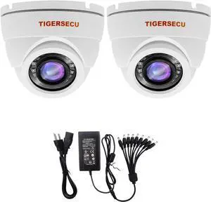 TIGERSECU 1080P Wide Angle Dome Security Camera Bundle 2-Pack
