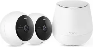 Noorio B200 2-Cam Kit with Hub, Wireless Security Camera System for Home, Indoor/Outdoor 1080p Cameras, Battery Powered, Motion Activated, Color Night Vision, Compatible with Alexa