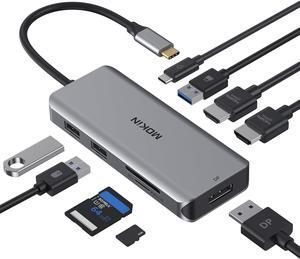 Docking Station, USB C Adapter, 9 in 1 Triple Display Multiport Dongle with 2 HDMI 4K, DisplayPort, 3 USB, 100W PD, SD/TF Card Reader for MacBook Pro Air Type C Laptops