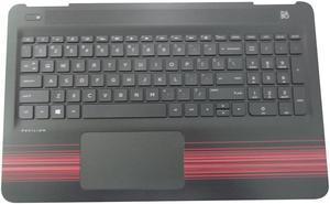 HP Pavilion 15-AU 15-AW Palmrest Backlit Keyboard & Touchpad 856041-001 - Black w/ Red Stripes